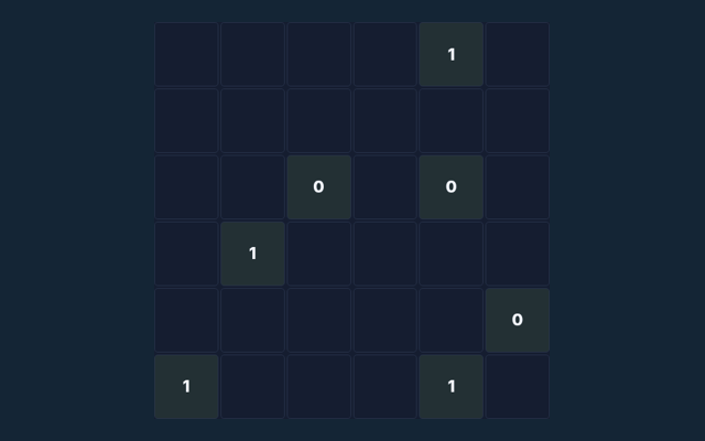 Binary Puzzle playing interface
